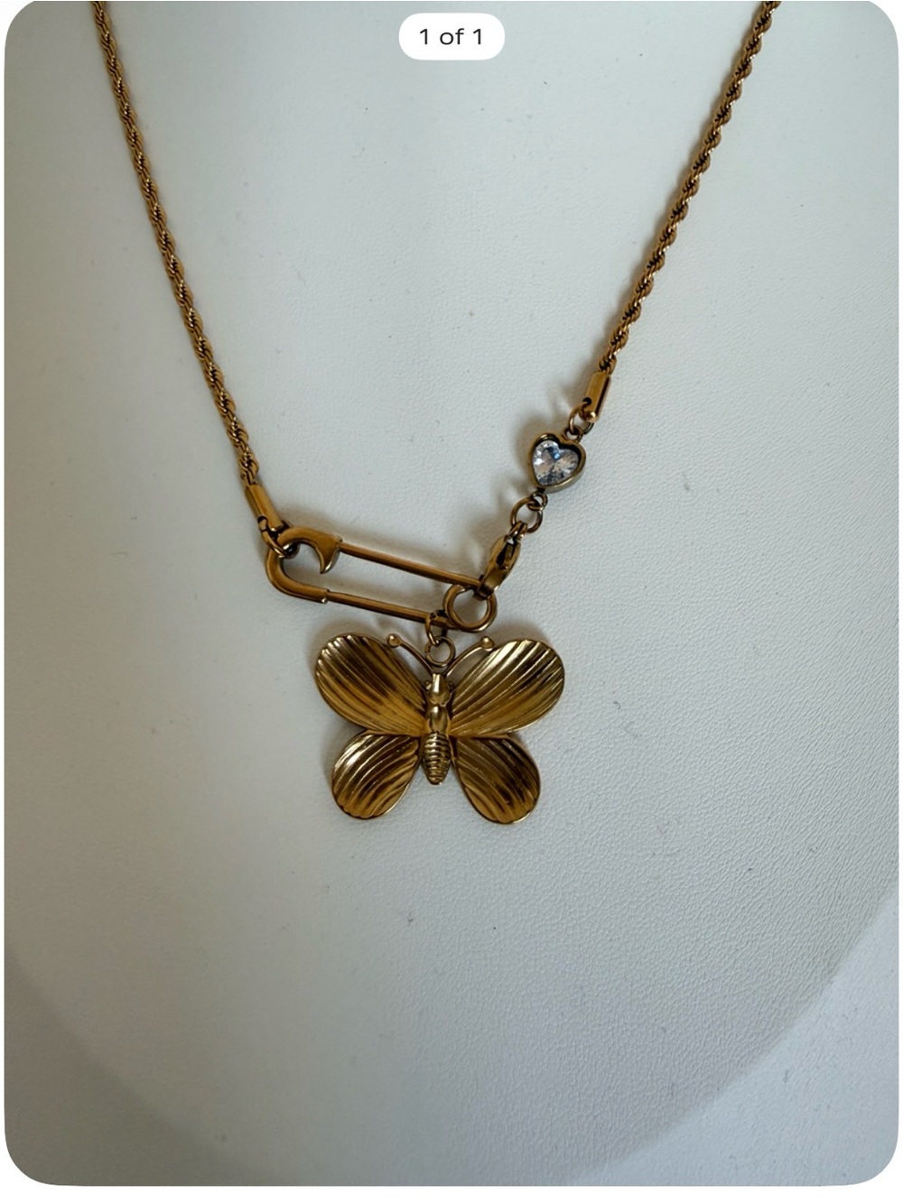 18K Gold Filled Butterfly Charm Necklace